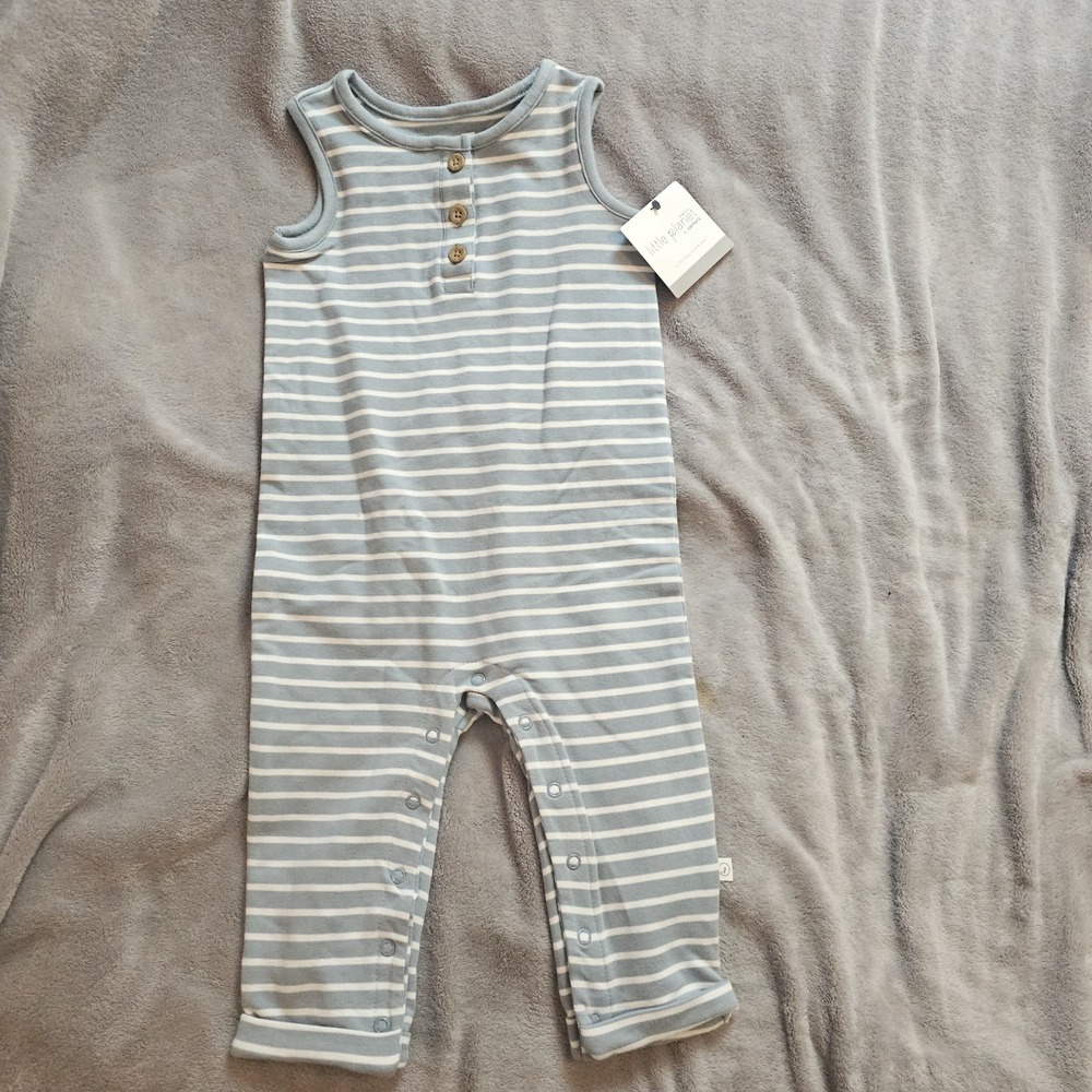 Organic Little Planet By Carter's‎ Striped Sleeveless Baby Boy Romper Size 18m